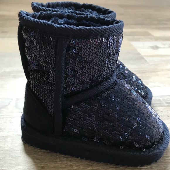 Blue Sequins Toddler Snow Boots - Picture 3 of 3
